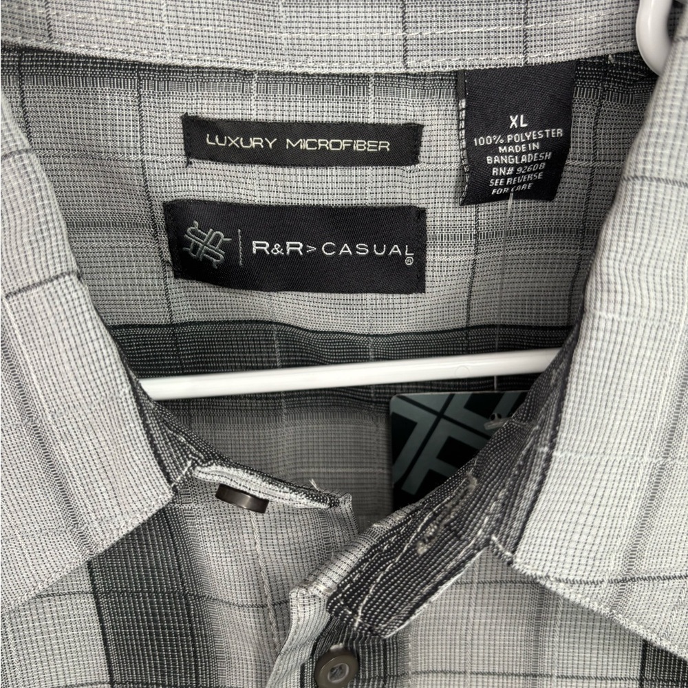 R&R Casual Gray Checkered Men's Shirt